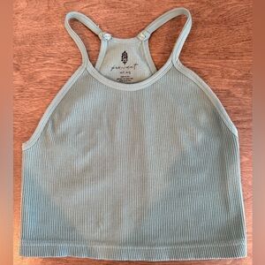 FP MOVEMENT BY FREE PEOPLE Happiness Runs M/L Teal Crop Tank Top